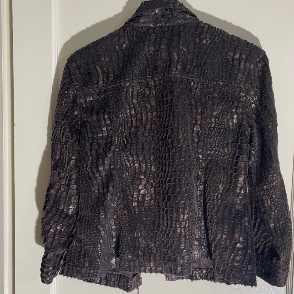 Ruby Rd. Crocodile Pattern Jacket In Gray And Bro… - image 3